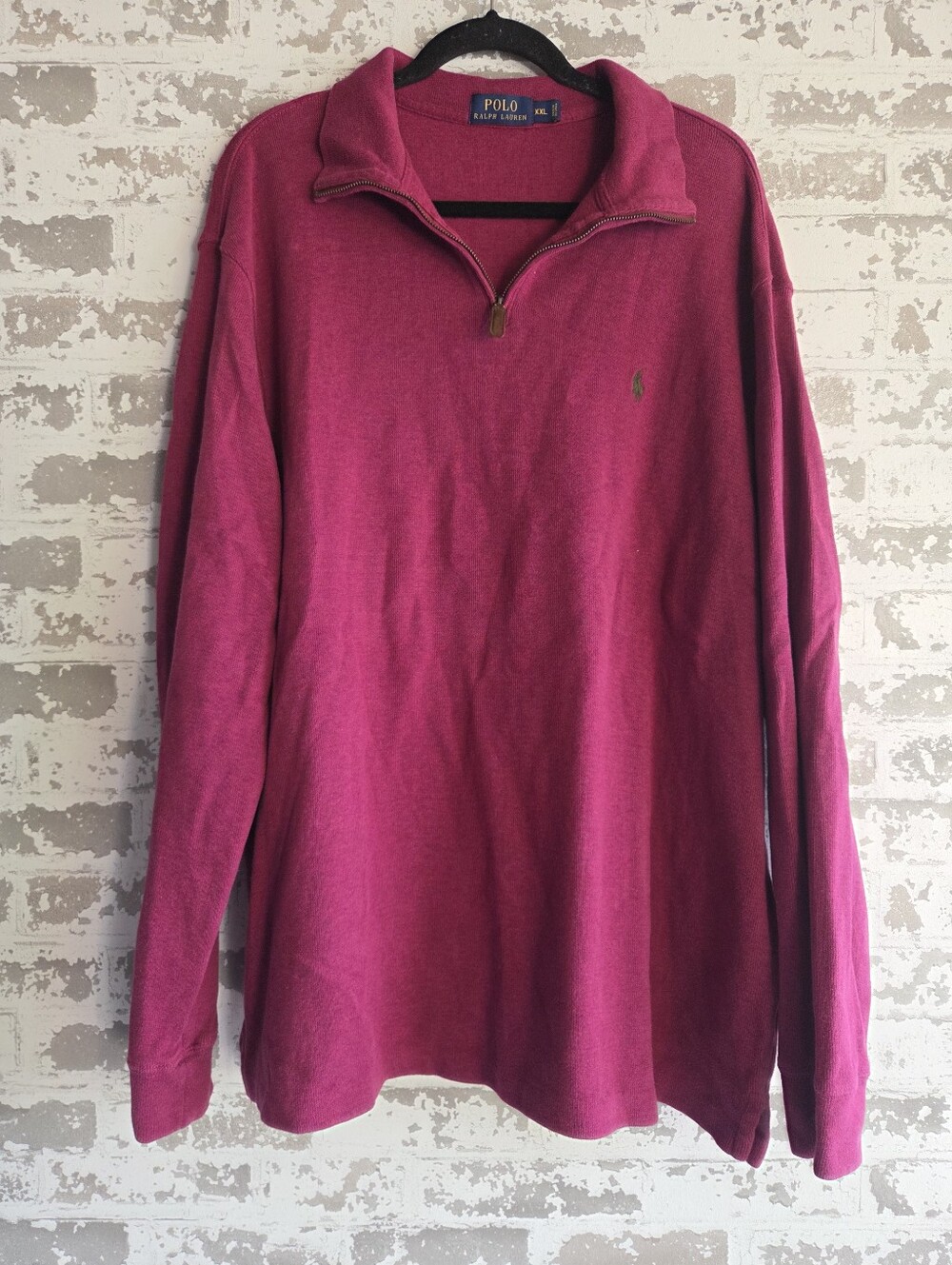 Polo Ralph Lauren 1/4 Zip Pullover Sweater Pink Magenta XXL Cotton Knit